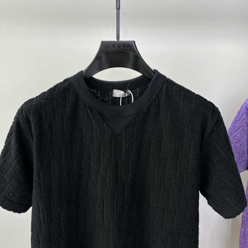 D*or oblique relaxed-fit cotton jacquard t-shirt black