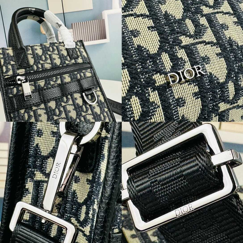 d*or safari N0*H-south mini tote bag beige and black