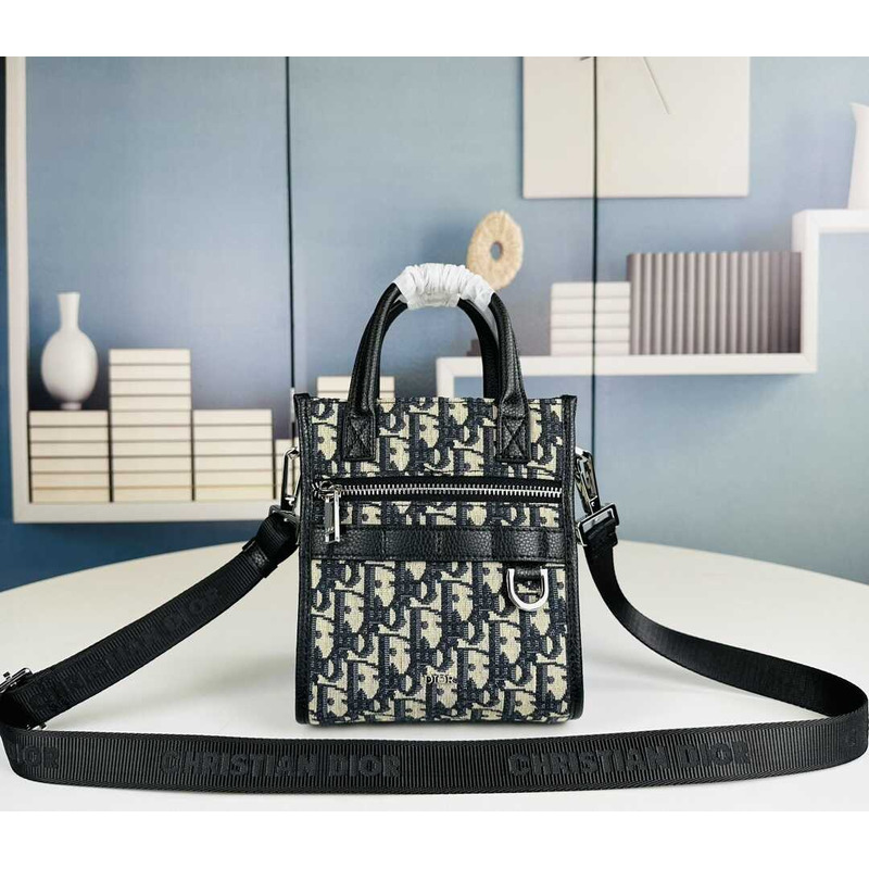 d*or safari N0*H-south mini tote bag beige and black