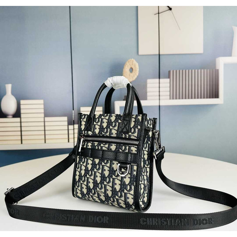 d*or safari N0*H-south mini tote bag beige and black
