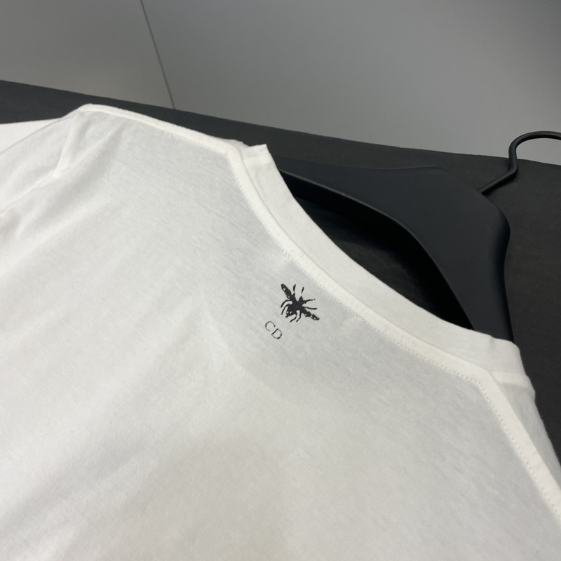 D*or embroidered t-shirt cotton jersey gold-tone signature white