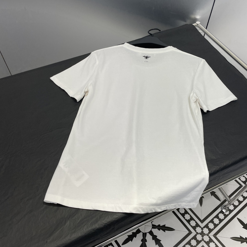 D*or embroidered t-shirt cotton jersey gold-tone signature white