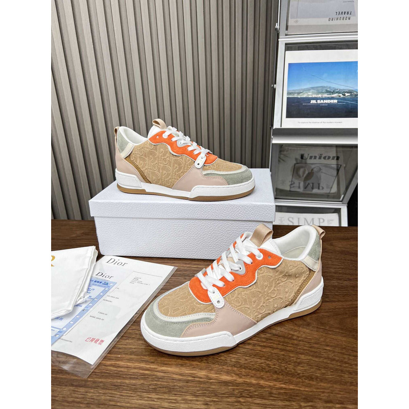one sneakers beige multicolor calfskin and suede calfskin with D*or oblique motif
