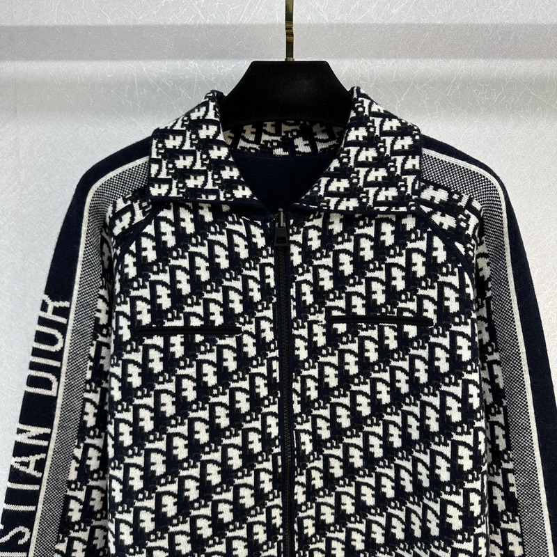 D*or wool and cashmere zipped jacket black