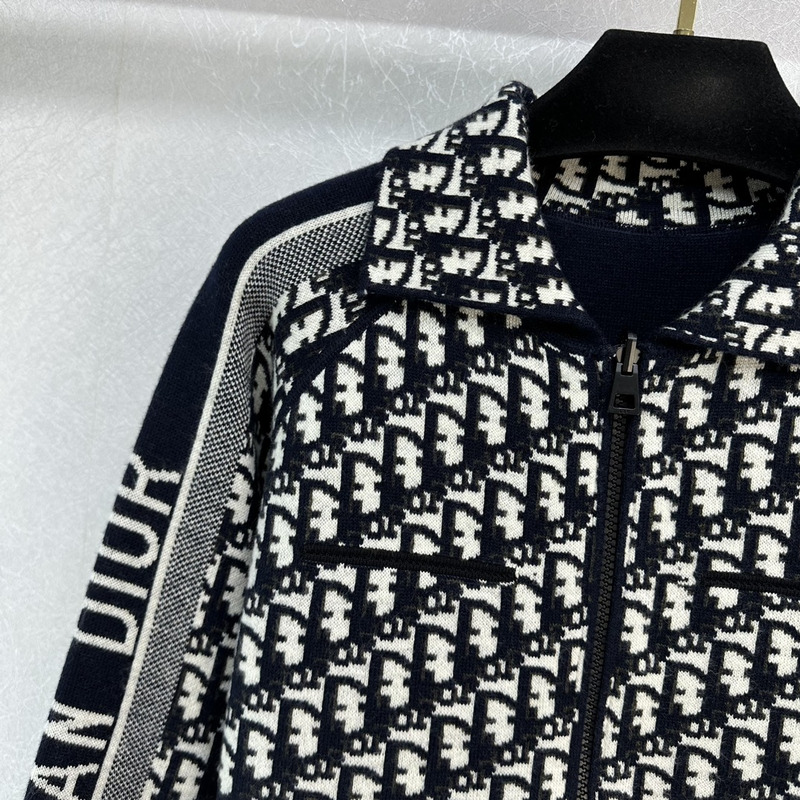 D*or wool and cashmere zipped jacket black