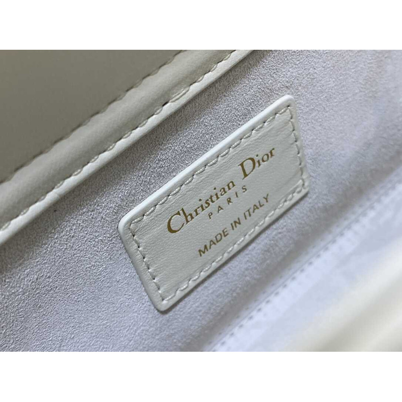 D*or medium lady d-joy bag cannage lambskin gold-finish butterfly studs white