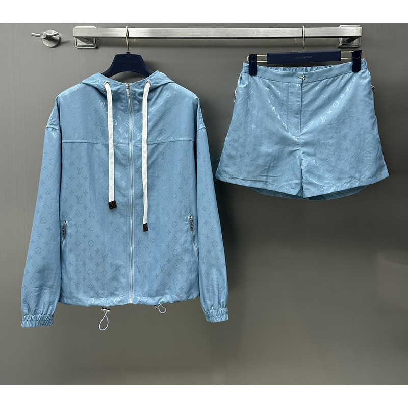l**is V*t*n zipped hoodie jacket shorts blue