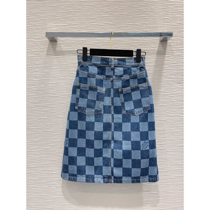 l**is V*t*n damier denim skirt blue