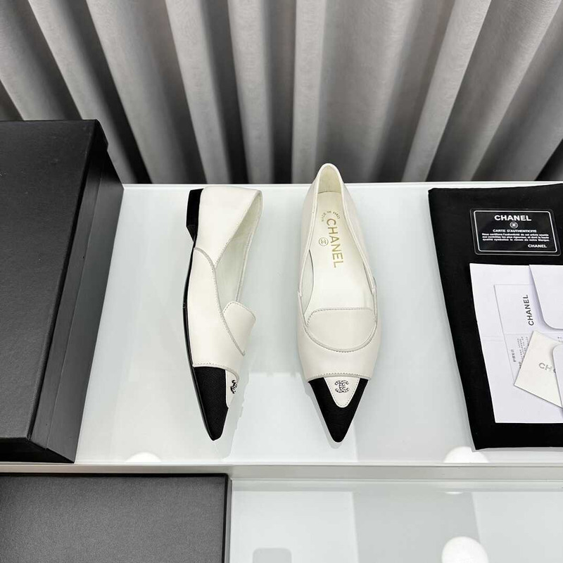 Ch*el loafers sheepskin white