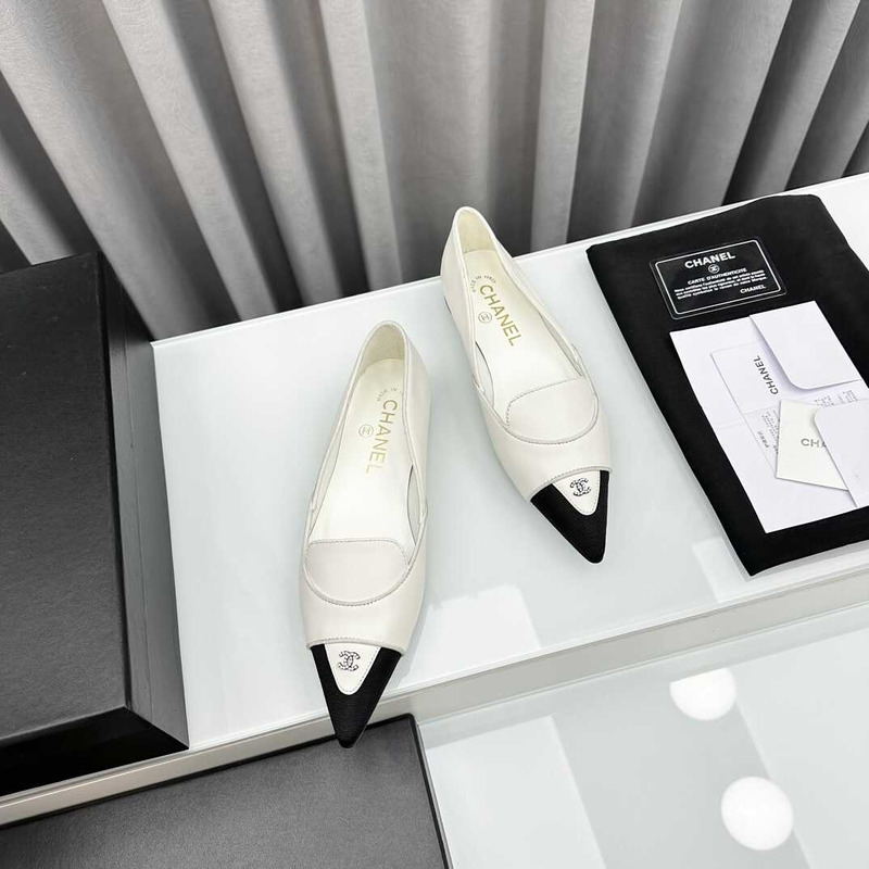 Ch*el loafers sheepskin white