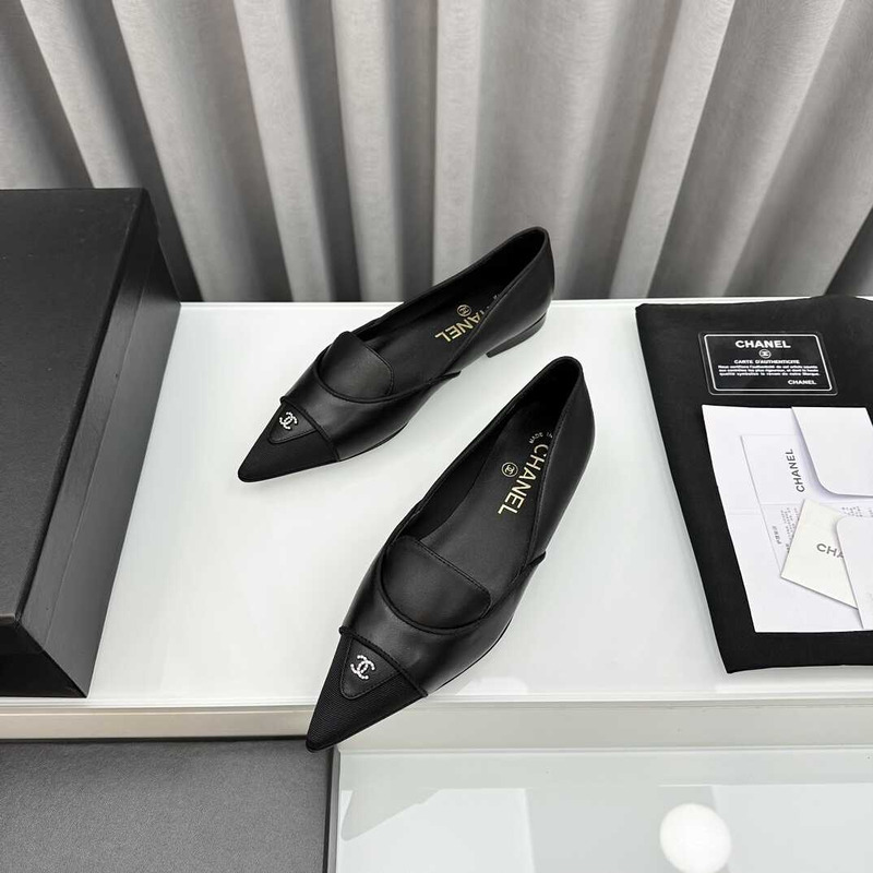 Ch*el loafers sheepskin black