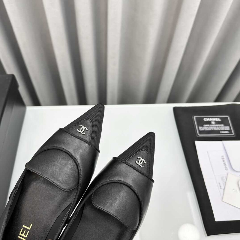 Ch*el loafers sheepskin black