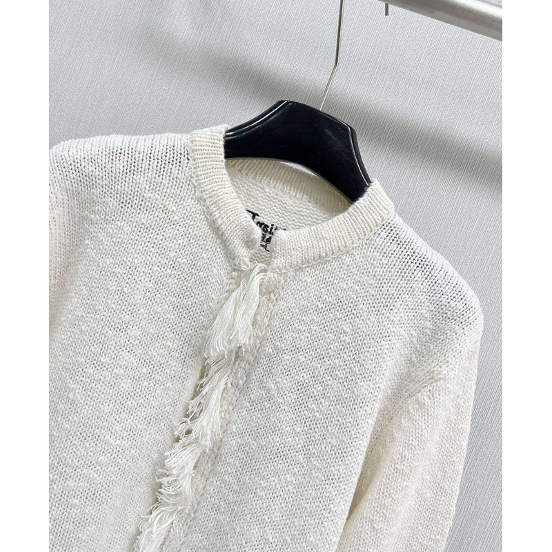 D*or embroidered jacket white wool, cotton and alpaca technical knit with pastel midnight blue butterfly around the world motif