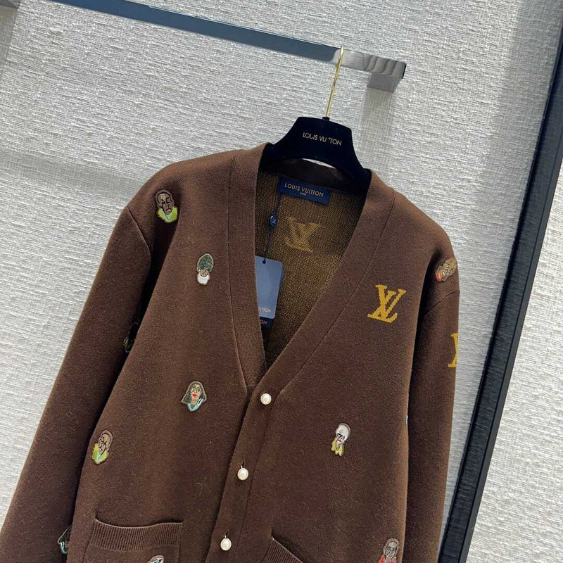 l**is V*t*n embroidered cotton cardigan henry taylor ebony