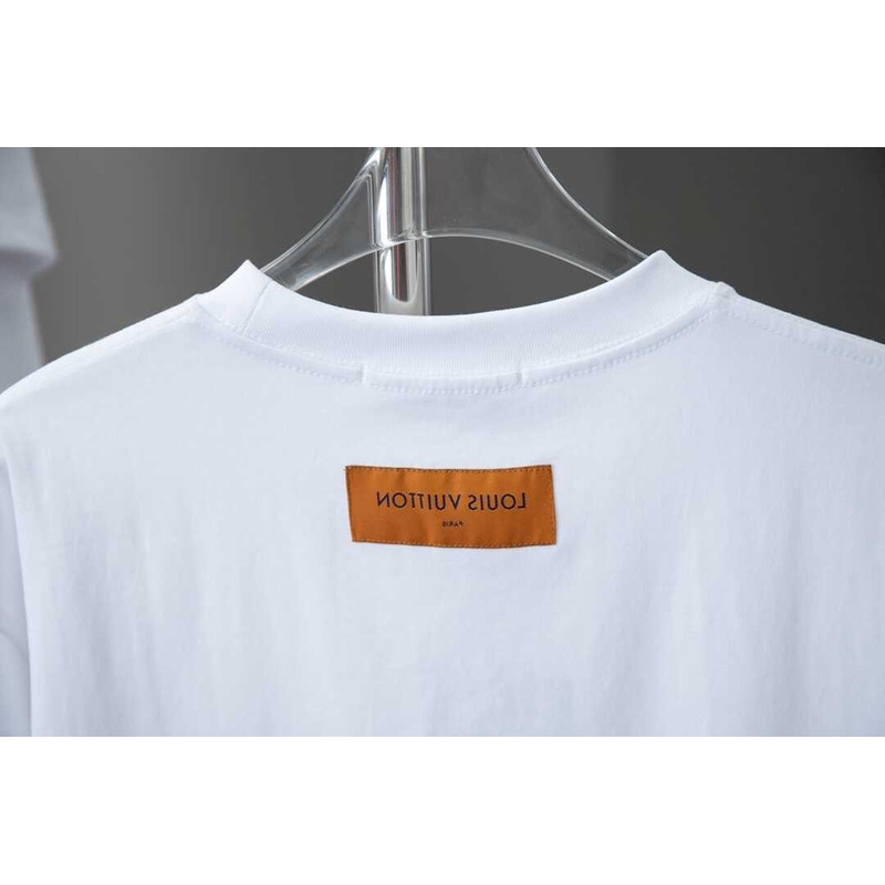 l**is V*t*n cotton pique t-shirt with embroidered lv patch white