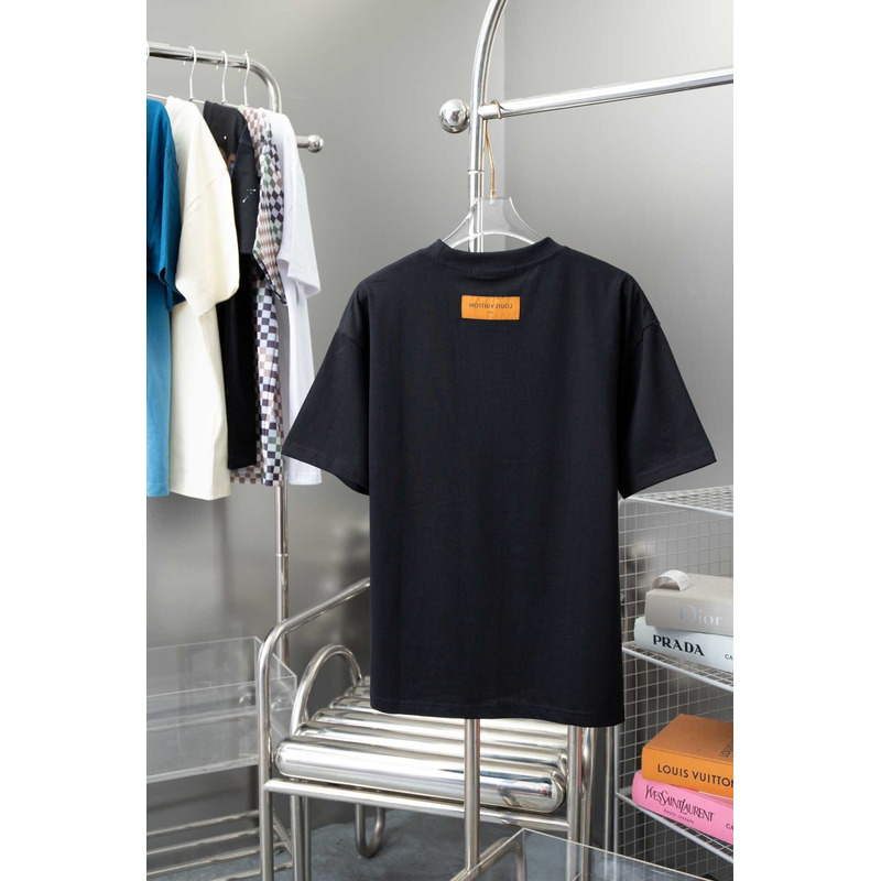 l**is V*t*n cotton pique t-shirt with embroidered lv patch black