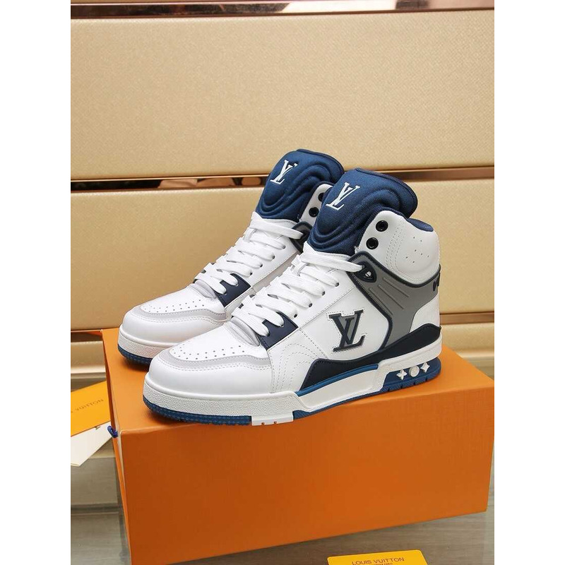 l**is V*t*n lv trainer sneaker boot calfskin white blue