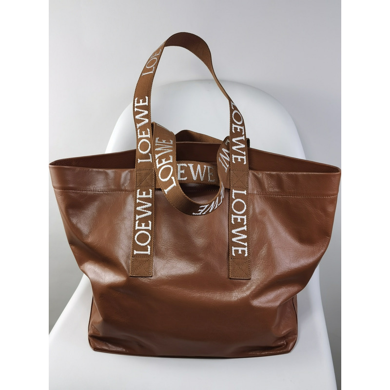 Loewe Fold Shopper In Paper Calfskin Winter Brown