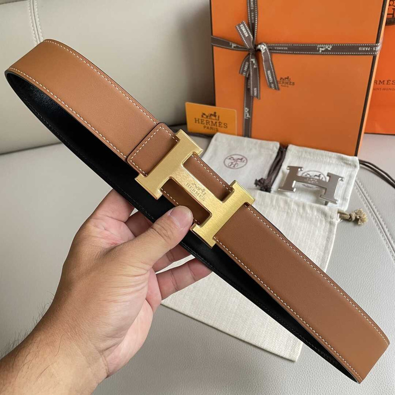 H**mes epsom 38mm constance h belt 80 etoupe gold