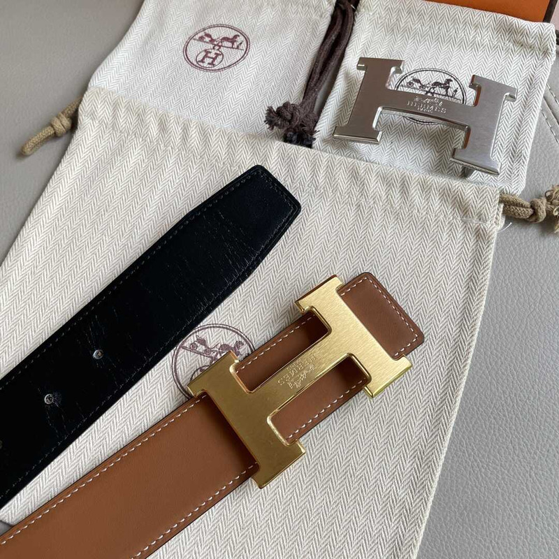H**mes epsom 38mm constance h belt 80 etoupe gold