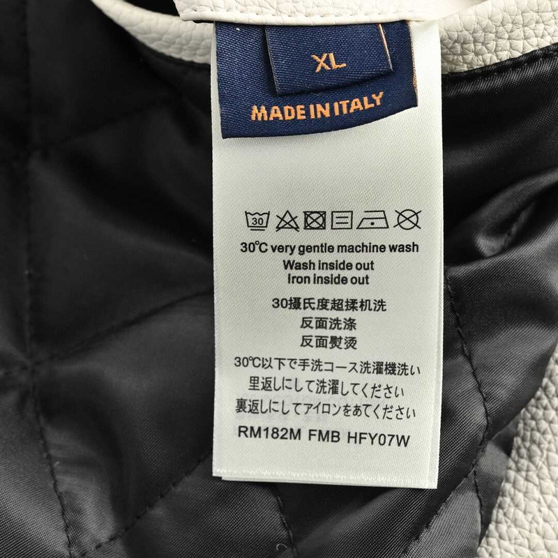 l**is V*t*n leather and nylon blouson jacket black and white