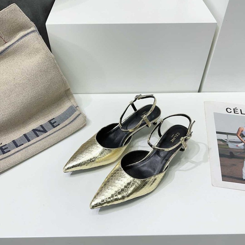 Ce**e kitten with strap triomphe pumps golden