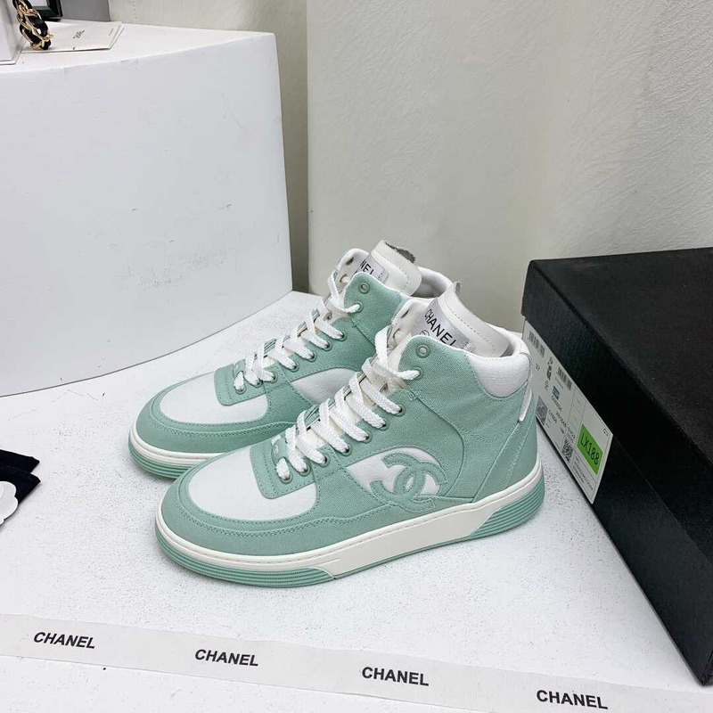 Ch*el trianers high top cotton light turquoise