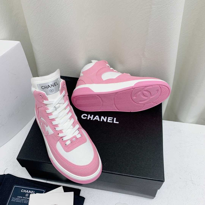 Ch*el trianers high top cotton pink