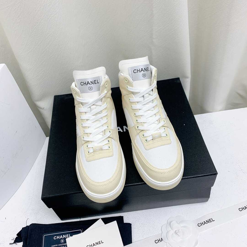 Ch*el trianers high top cotton light yellow