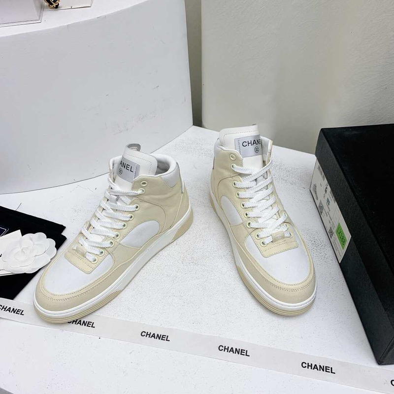 Ch*el trianers high top cotton light yellow