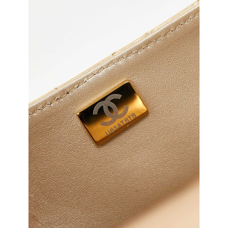Ch*el flap & star coin purse metallic mirror calfskin, metallic lambskin & gold-tone metal light gold