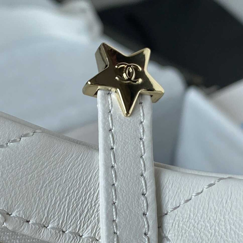 Ch*el star handbag lambskin white