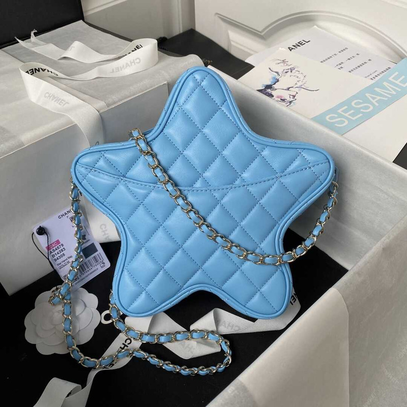 Ch*el star handbag lambskin blue