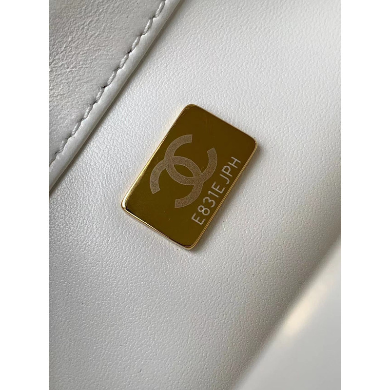 Ch*el small flap bag sequins & gold-tone metal white, yellow, pink & blue