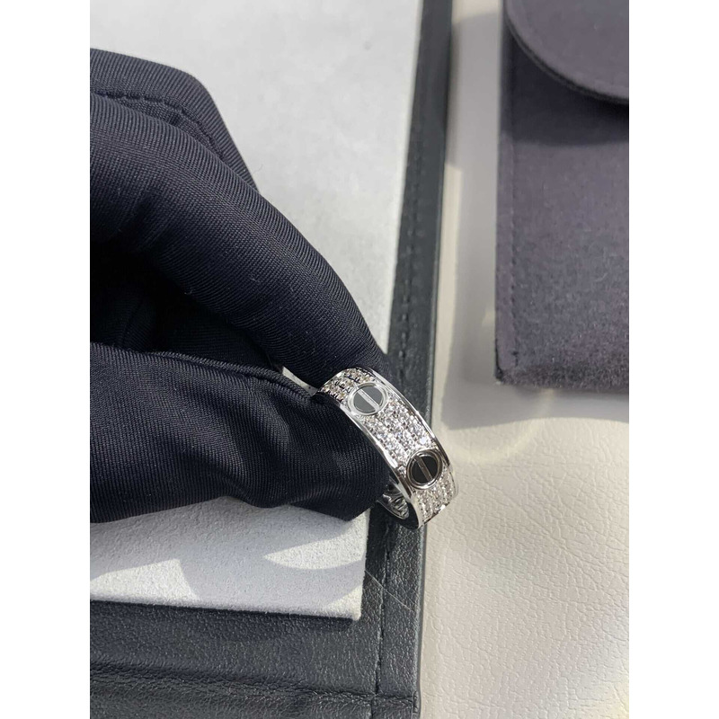 cartier white gold love Di*m*nd and ceramic ring in silver