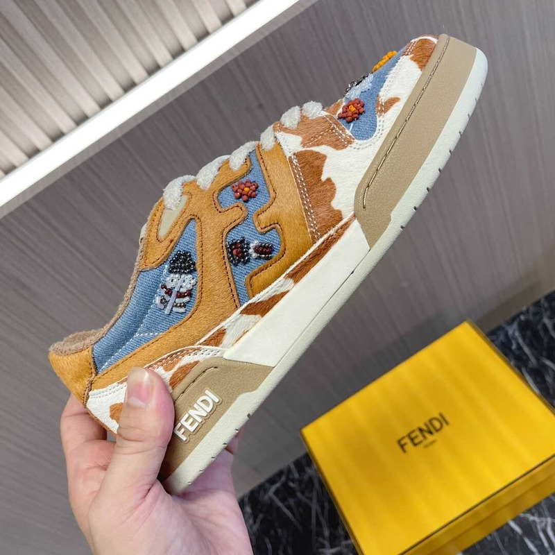 F**di match low top denim sneakers multi color