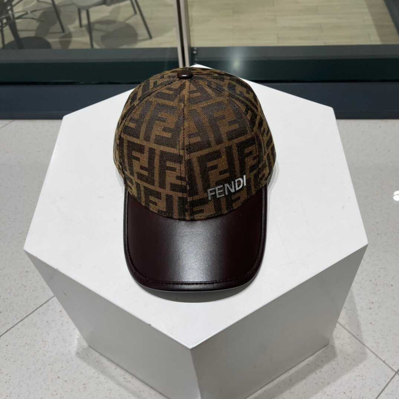 F**di ff motif jacquard denim baseball cap brown