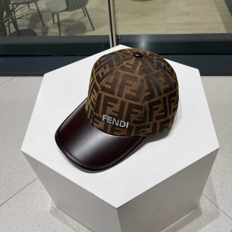 F**di ff motif jacquard denim baseball cap brown