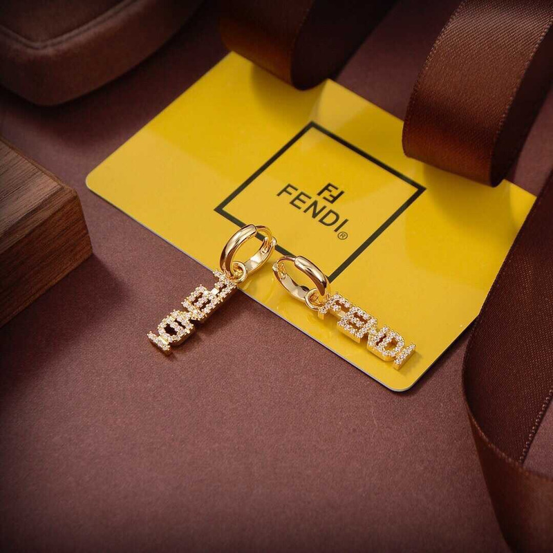 F**di logo earrings gold