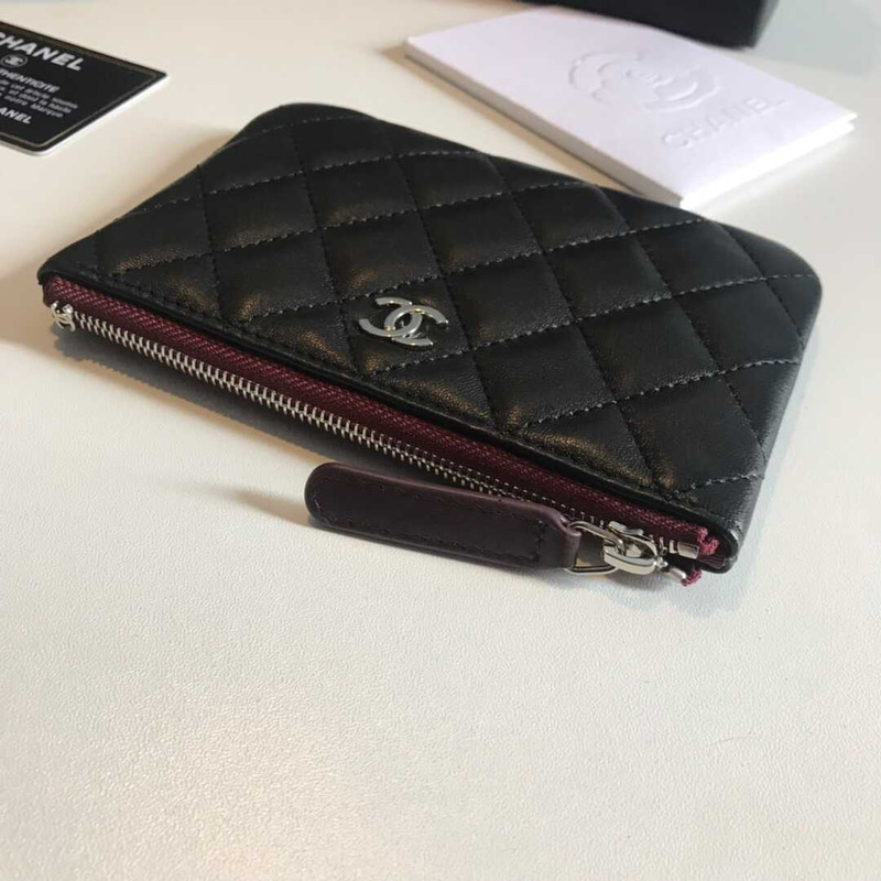 Ch*el lambskin wallet black