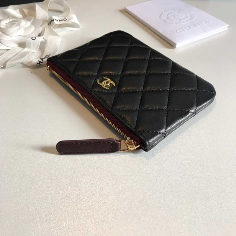 Ch*el lambskin wallet black
