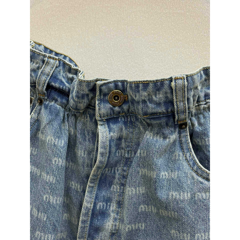 Miu Miu Corduroy Wide-Leg Pants Denim Blue