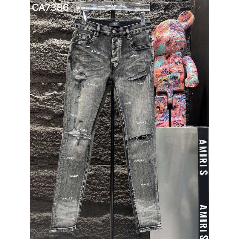 Amiri Logo Jeans Grey