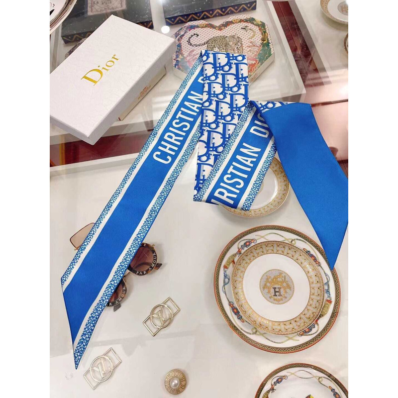 D*or ch**an silk oblique mitzah scarf  blue