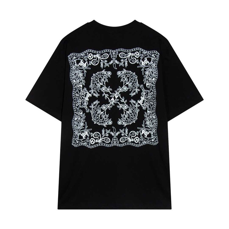 Off White Tattoo Print Arrow Loose T-Shirt Black