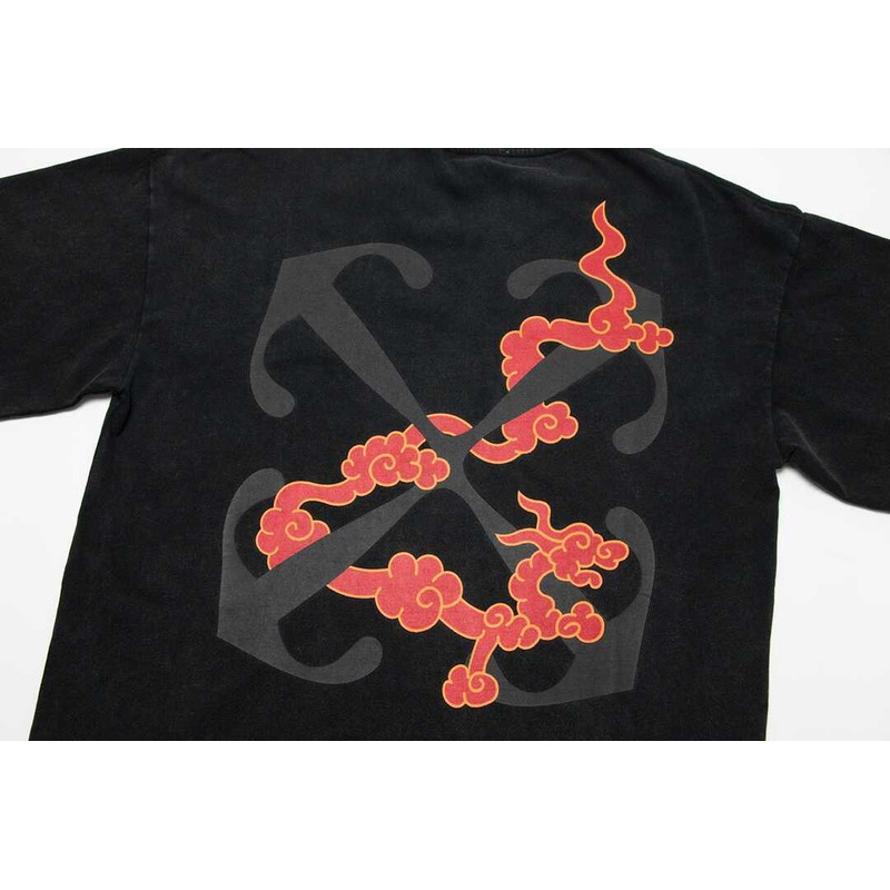 Off White Cotton T-Shirt Black