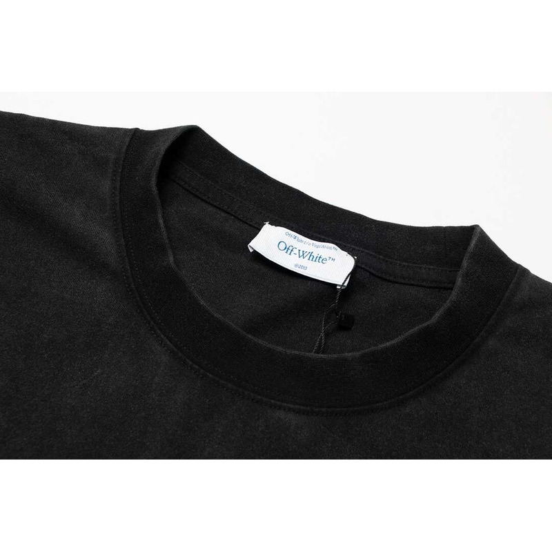 Off White Cotton T-Shirt Black