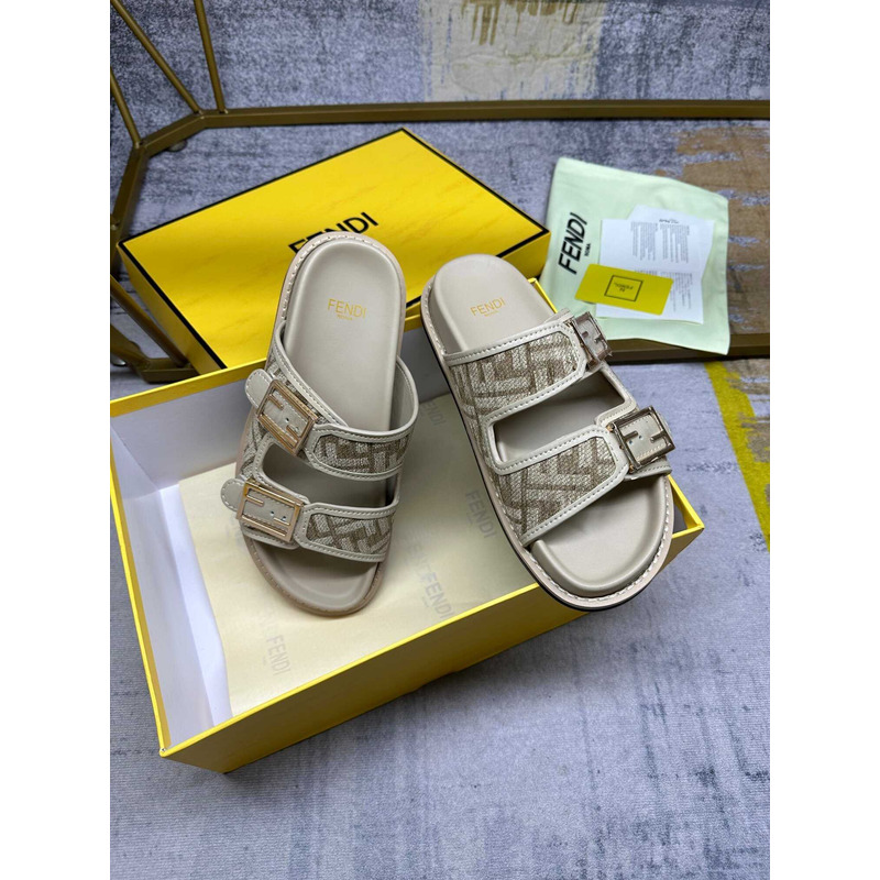 F**di chenille fabric jacquard suede ff sandals nuvola rock