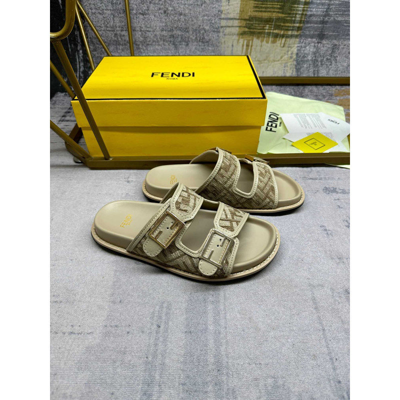 F**di chenille fabric jacquard suede ff sandals nuvola rock