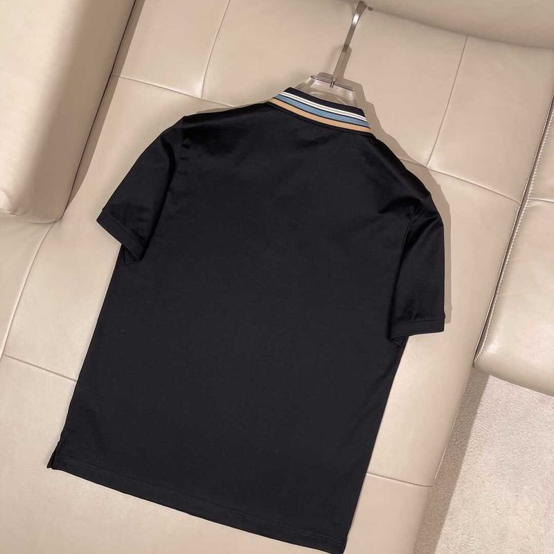 Loro piana Rainbow Stripe Detail Polo Shirt Black